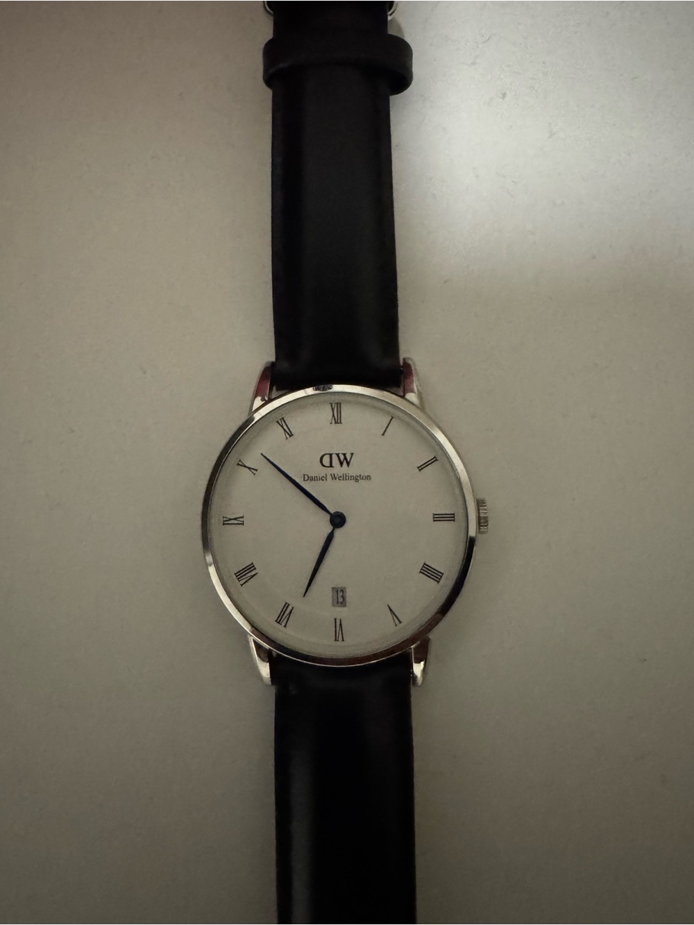Daniel Wellington Silver Case White Dial Black Leather Watch